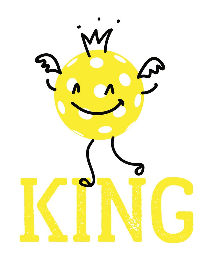 Pickleball yellow ball with smile and crown